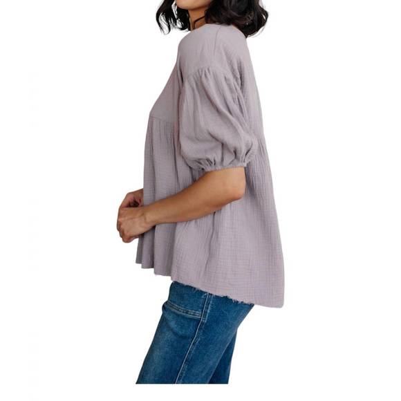 NEW ONE ELEVEN NORTH pleasantly bubble sleeve shirt in purple - Picture 2 of 3